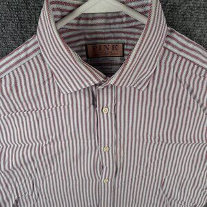 Thomas Pink Men's 16.5 35 Prestige UK Made Red Blue Chevron Stripe French Cuff